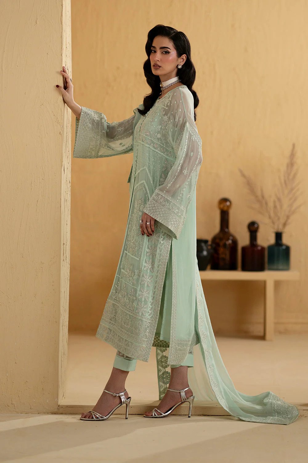 3 Piece Embroiderd Chiffon AMUNET - FSU5667 - Image 4