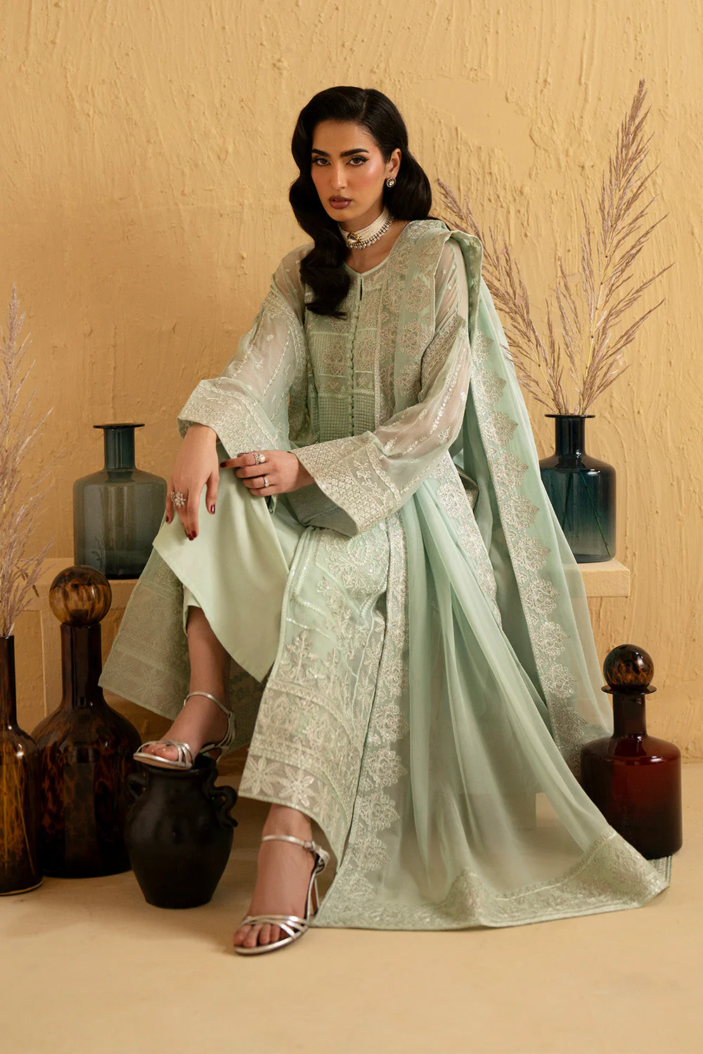 3 Piece Embroiderd Chiffon AMUNET - FSU5667 - Image 5