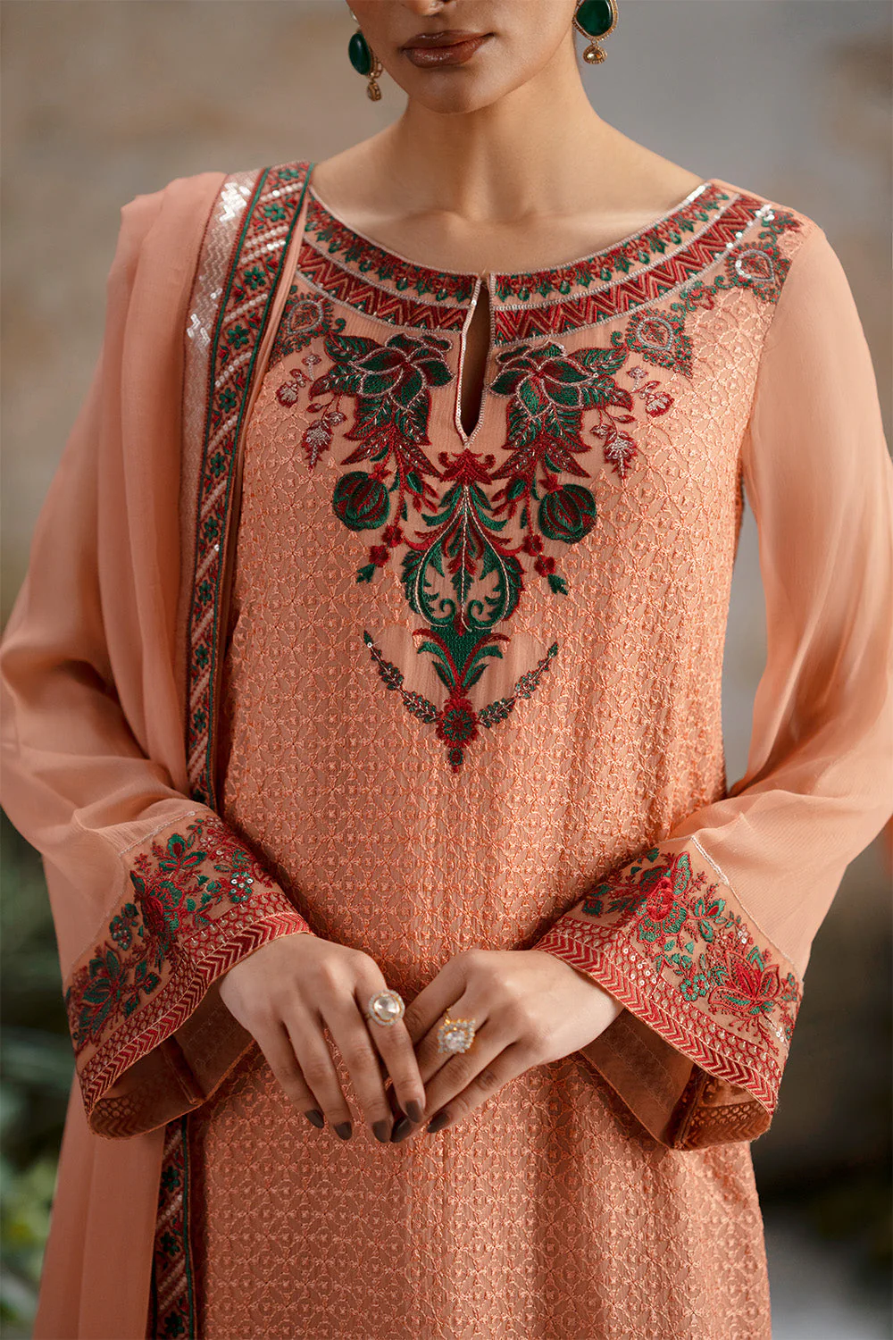 3-Piece-Embroiderd-Chiffon OMISHA - FWU5697 - Image 3